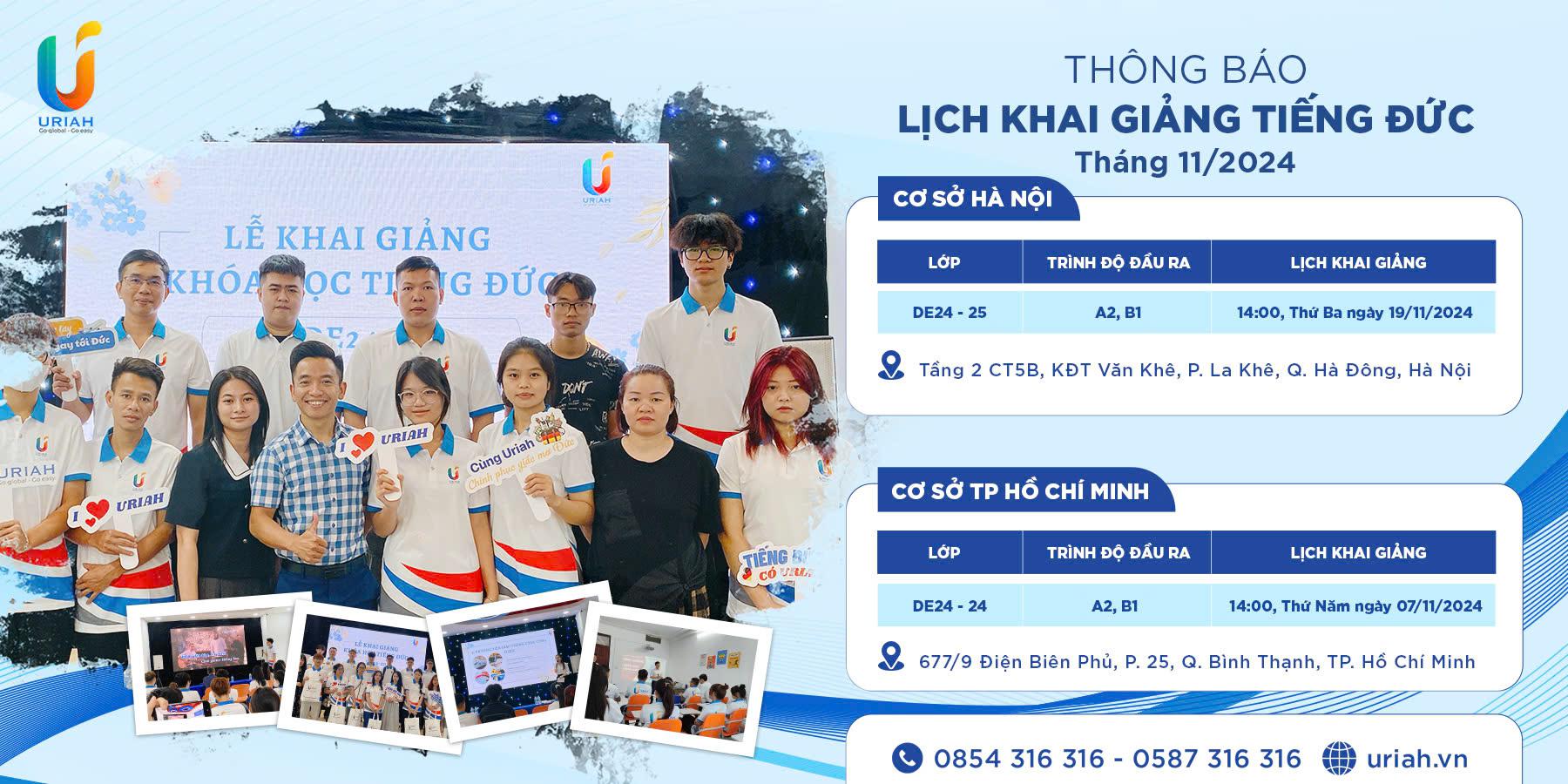 Lịch khai giảng tiếng Đức tháng 11/2024