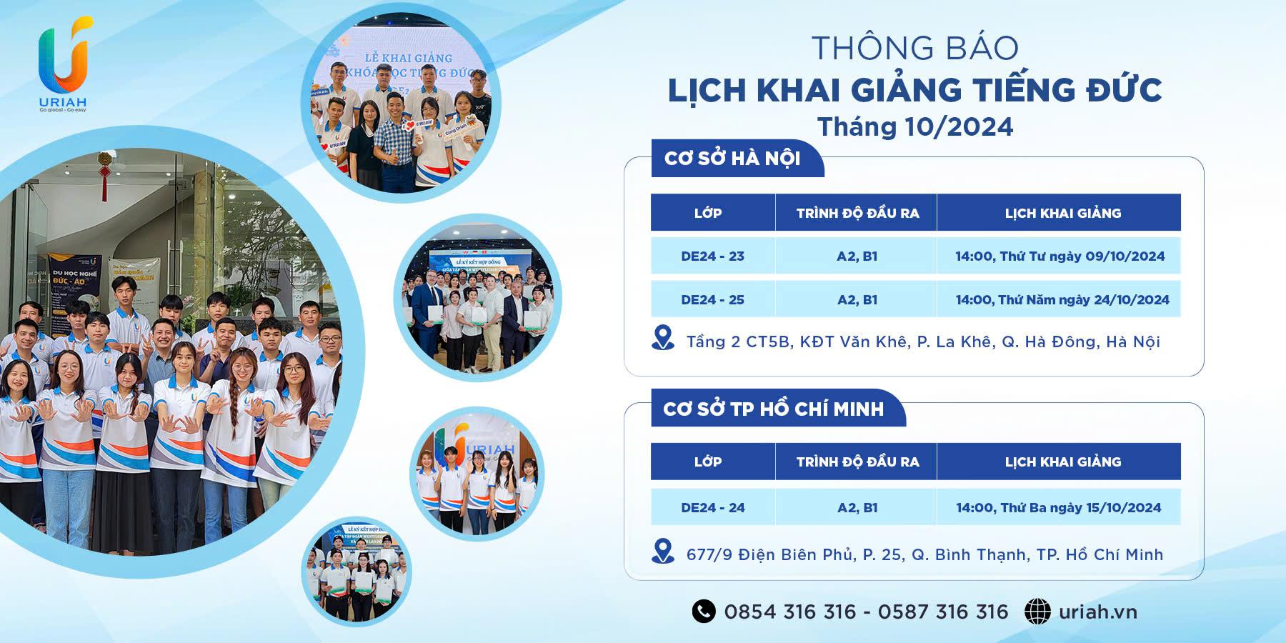 Lịch khai giảng tiếng Đức tháng 10/2024