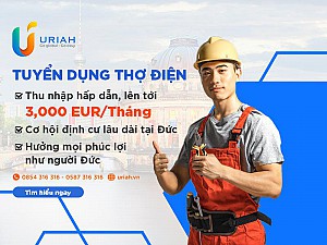 Tuyển dụng Thợ điện làm việc tại Đức: mức lương hấp dẫn và phúc lợi tốt